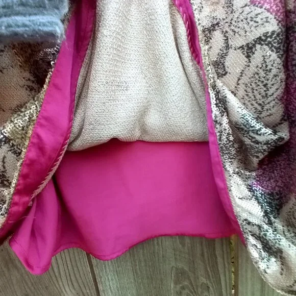 Anthropologie Top Womens Sz 18W Pink Marie Sequin Puff Sleeve Blouse New Floral - Picture 15 of 16